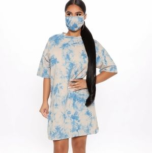 Fashion Nova tie Dye Dress With Mask